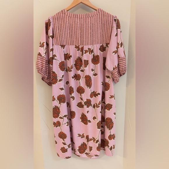 Knox Rose Pink Floral Dress Puff Sleeve with Tassel Detail - Picture 7 of 9